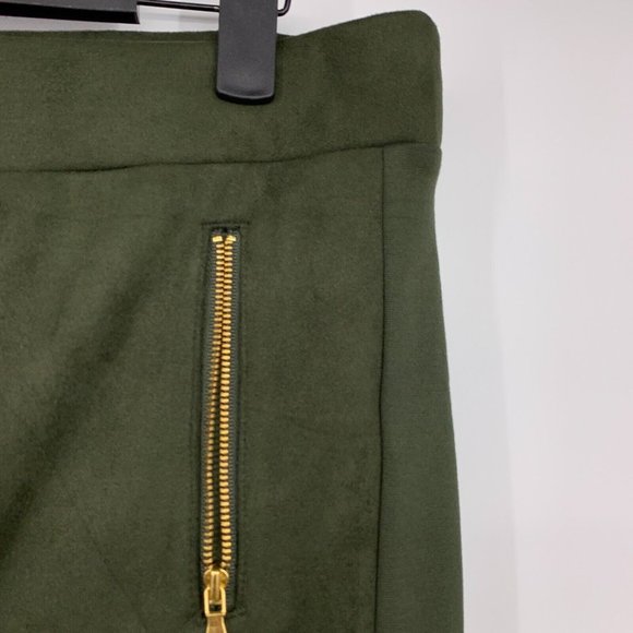 LOFT Leggings Green Faux Suede Zip Skinny Ankle Pull On - Picture 4 of 10